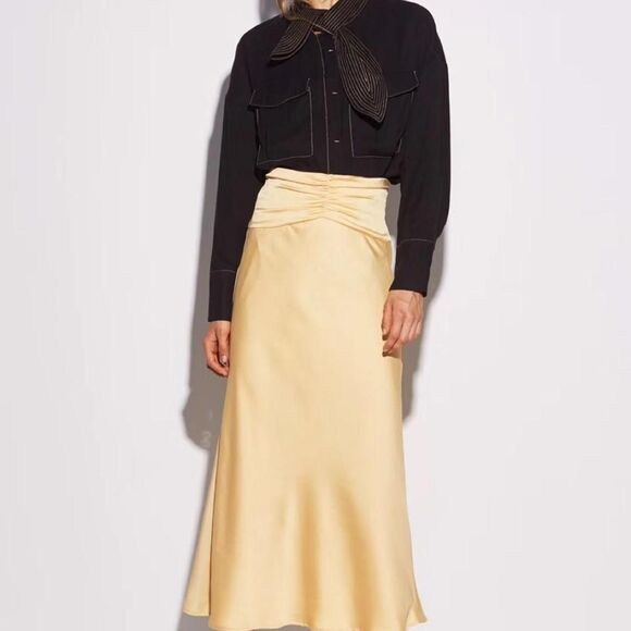 C/MEO Collective Dresses & Skirts - C/meo collective Yellow satin maxi skirt